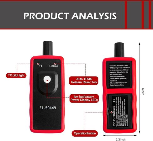أداة إعادة تعلم TPMS، أداة تشخيص أخطاء مستشعر ضغط الإطارات EL-50449، أداة إعادة ضبط TPMS المحمولة، متوافقة مع ملحقات إصلاح الإطارات Ford Lincoln Mercury (أسود) in Saudi Arabia