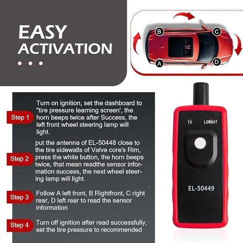 أداة إعادة تعلم TPMS، أداة تشخيص أخطاء مستشعر ضغط الإطارات EL-50449، أداة إعادة ضبط TPMS المحمولة، متوافقة مع ملحقات إصلاح الإطارات Ford Lincoln Mercury (أسود) in Saudi Arabia