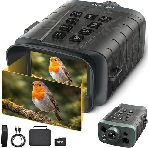 Night Vision Goggles with Rangefinder, 4K 3" HD Screen, 5000mAh Rechargeable Night Vision Binoculars Gifts for Men with 64GB Card & 18 Digital Zoom for Wildlife, Camping, Security, Valentines Gifts in Kuwait