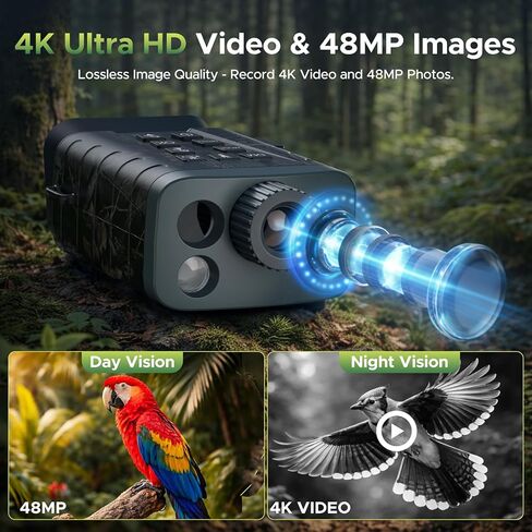 Night Vision Goggles with Rangefinder, 4K 3" HD Screen, 5000mAh Rechargeable Night Vision Binoculars Gifts for Men with 64GB Card & 18 Digital Zoom for Wildlife, Camping, Security, Valentines Gifts in Kuwait