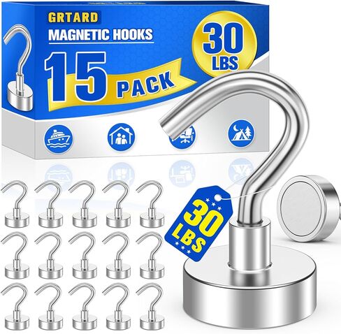 Grtard Magnetic Hooks Heavy Duty, Black 110 Lbs+ Magnetic Hooks, Magnets with Hooks for Cruise Cabins, Strong Magnet Hooks for Fridge, Hanging, Workplace, Grill, Kitchen and Home in Saudi Arabia