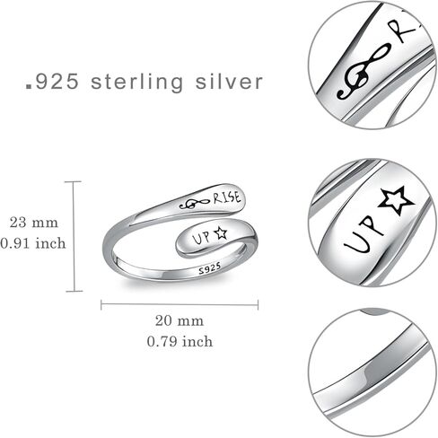 925 Sterling sliver Rise up Spiral Ring Hamilton Music Inspired Star Gift for Fan, Inspiration Motivation Hamilton Gifts Jewelry in Saudi Arabia