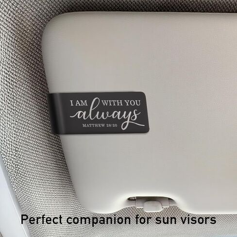 I Am with You Always Black Visor Clip for Cars, Matthew 28:20 Inspirational Gifts for Son Daughter, Christian Gifts for Men, Religious Car Charm for New Driver, Funny Car Visor Accessories in Saudi Arabia