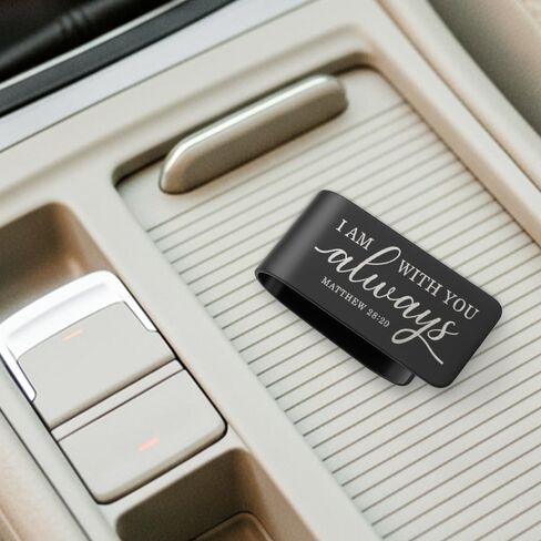 I Am with You Always Black Visor Clip for Cars, Matthew 28:20 Inspirational Gifts for Son Daughter, Christian Gifts for Men, Religious Car Charm for New Driver, Funny Car Visor Accessories in Saudi Arabia