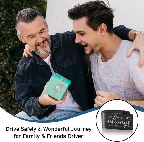 I Am with You Always Black Visor Clip for Cars, Matthew 28:20 Inspirational Gifts for Son Daughter, Christian Gifts for Men, Religious Car Charm for New Driver, Funny Car Visor Accessories in Saudi Arabia
