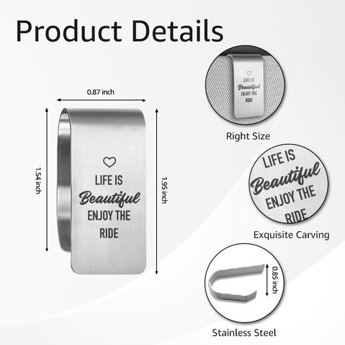 الحياة جميلة استمتع بمشبك قناع السيارة المصنوع من الفولاذ المقاوم للصدأ المنقوش، ملحقات السيارة الواقية للسفر للنساء والرجال، هدايا آمنة للقيادة لصديق العائلة، هدايا للسائقين الجدد وذوي الخبرة in Kuwait