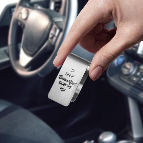 الحياة جميلة استمتع بمشبك قناع السيارة المصنوع من الفولاذ المقاوم للصدأ المنقوش، ملحقات السيارة الواقية للسفر للنساء والرجال، هدايا آمنة للقيادة لصديق العائلة، هدايا للسائقين الجدد وذوي الخبرة in Kuwait