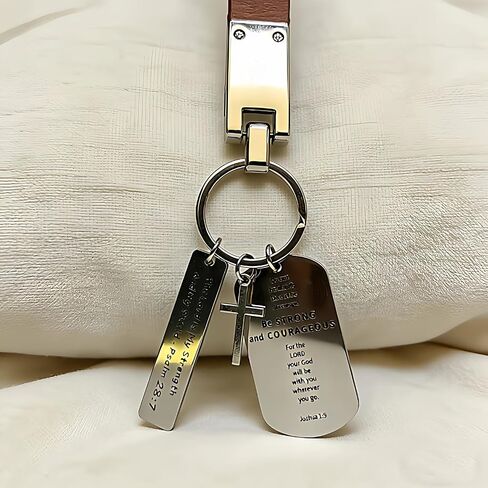 christian gifts for men keychains cross keychain for women lanyard joshua1 9 bible religious jesus key ring in Saudi Arabia