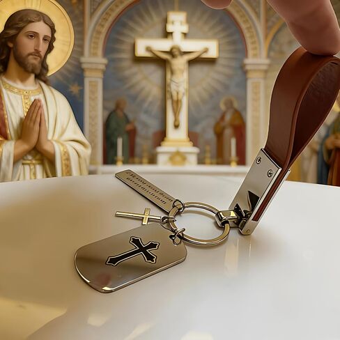 christian gifts for men keychains cross keychain for women lanyard joshua1 9 bible religious jesus key ring in Saudi Arabia