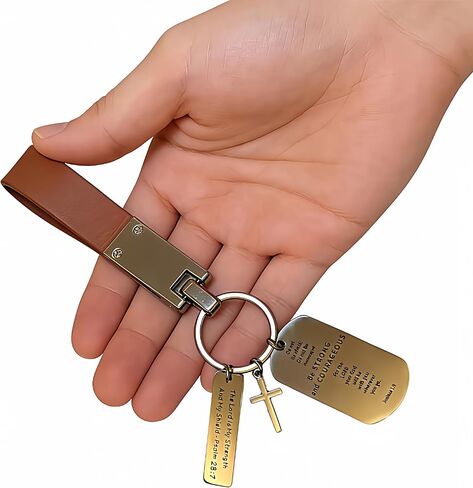 christian gifts for men keychains cross keychain for women lanyard joshua1 9 bible religious jesus key ring in Saudi Arabia