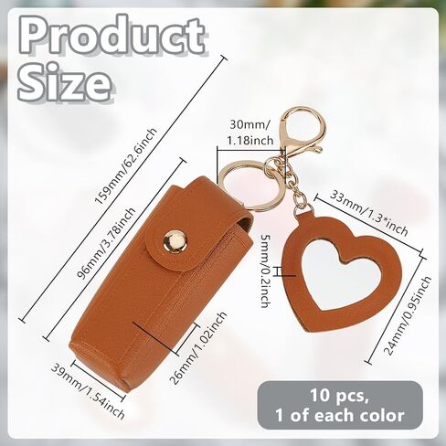 10 Pcs 10 Colors Lipstick Holder Keychain, Portable Chapstick Holder With Mirror Soft Lip-Balm Holder Travel Storage Case for Fingernail Polish in Saudi Arabia