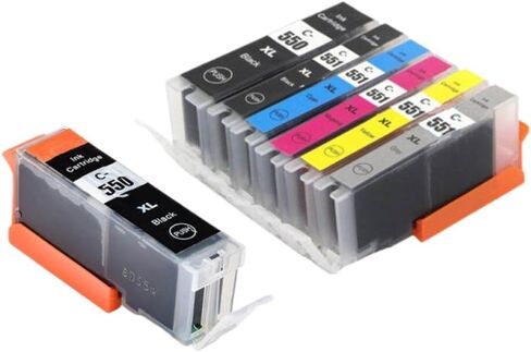PGI-550XL CLI-551XL 4 عبوات متوافقة مع مستلزمات الطابعة MG6350 MG7150 MG7550 IP8750 لرقم الجزء PGI550 CLI551(4 قطع 551 أسود) in Kuwait