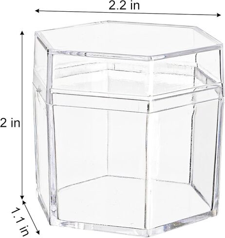 Okllen 36 Pcs Plastic Small Acrylic Box with Lid, Hexagon Wedding Favor Boxes, 2.2 Inch Small Decorative Containers for Party Favors, Jewelry, Tiny Items​ in Saudi Arabia