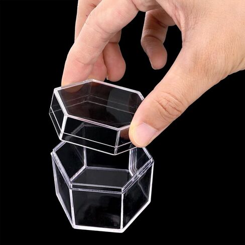 Okllen 36 Pcs Plastic Small Acrylic Box with Lid, Hexagon Wedding Favor Boxes, 2.2 Inch Small Decorative Containers for Party Favors, Jewelry, Tiny Items​ in Saudi Arabia