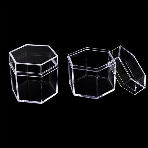 Okllen 36 Pcs Plastic Small Acrylic Box with Lid, Hexagon Wedding Favor Boxes, 2.2 Inch Small Decorative Containers for Party Favors, Jewelry, Tiny Items​ in Saudi Arabia