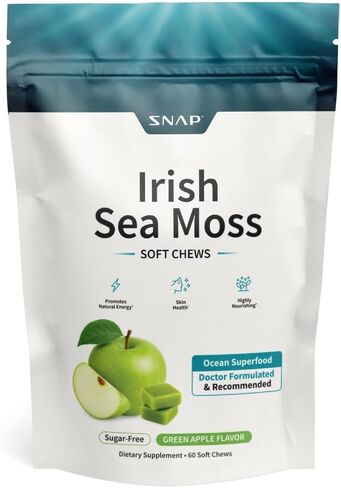 Irish Sea Moss Capsules w/Bladderwrack, Burdock Root & Iodine Energy Support - Seamoss Supplement to Elevate Mood, Strengthen Immunity & Digestion, Renew Skin Tone - Seamoss Pills (60 Capsules) in Saudi Arabia