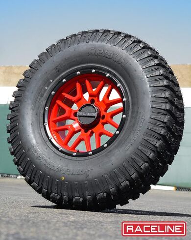 Raceline Krank Wheel-14x7-5+2 Offset-4/156 Black/Red Wheel with Aluminum (14 x 14. inches /1 x, 1 mm Offset) in Kuwait