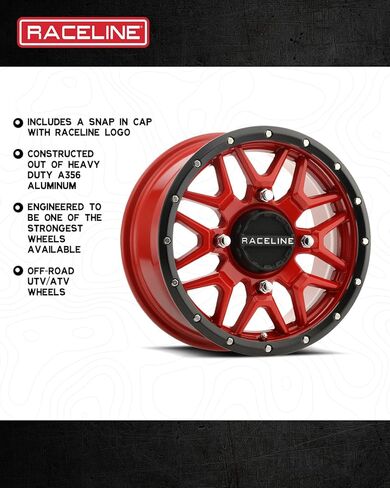 Raceline Krank Wheel-14x7-5+2 Offset-4/156 Black/Red Wheel with Aluminum (14 x 14. inches /1 x, 1 mm Offset) in Kuwait