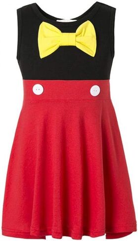 Girls Mickey Dress for Toddler Cotton Sleeveless Bow Red Dress Mickey Minnie Dresses in Saudi Arabia