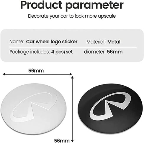 4 قطع أغطية مركز محور السيارة لسيارة Infiniti FX35 Q50 Q30 ESQ QX50 QX60 QX70 EX JX35 G35 G 56 مم أغطية حماية مركز العجلة المقاومة للغبار، غطاء محور العجلة، ملحقات داخلية مزخرفة، فضي in Kuwait