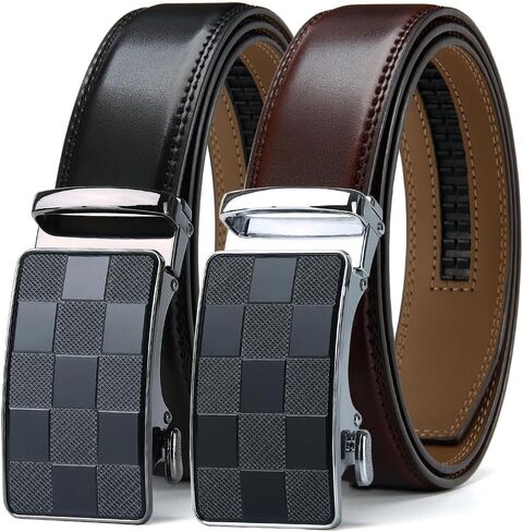 Mens Belt Men Dress and Casual with Ratchet Belt Adjustable Buckle，Trim to Fit in Saudi Arabia