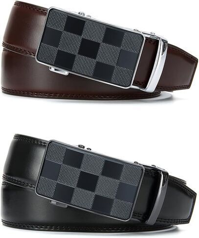 Mens Belt Men Dress and Casual with Ratchet Belt Adjustable Buckle，Trim to Fit in Saudi Arabia