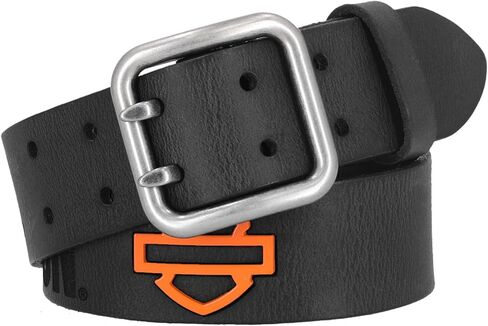 Harley-Davidson Men's Enamel Plaque Bar & Shield Logo Leather Belt - Black in Saudi Arabia