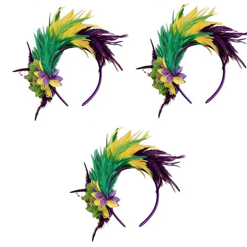 3 قطع من عصابة الرأس من ريش ماردي آ جراس، إكسسوارات ملونة للنساء من ماردي آ جراس، قطع زينة للرأس من ريش الملكة من العشرينيات in Kuwait