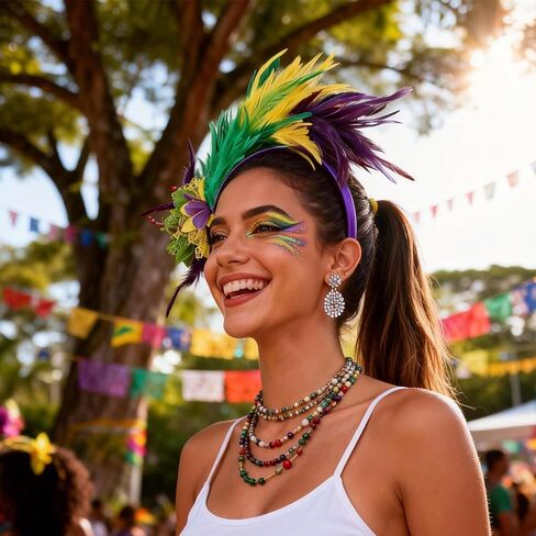 3 قطع من عصابة الرأس من ريش ماردي آ جراس، إكسسوارات ملونة للنساء من ماردي آ جراس، قطع زينة للرأس من ريش الملكة من العشرينيات in Kuwait