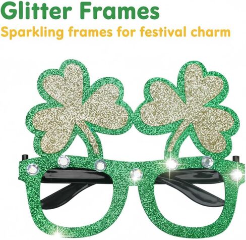 St. Patrick‘s Day Decorations, 2 Pack Glitter Shamrock Headband & No Lens Eyeglasses Set for Saint Patrick’s Day Party Favors, Women Men Adults Festival Accessories in Saudi Arabia