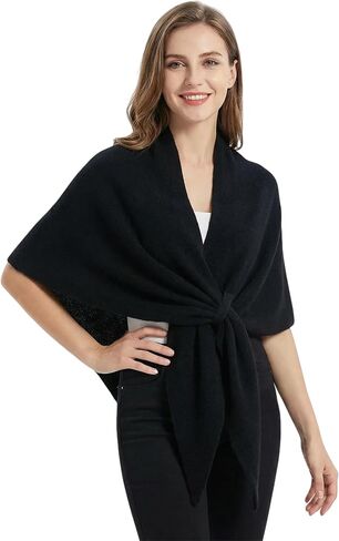 Fuxiqar Shawl Wraps for Women Cardigans Poncho Knitted Shawls and Wrap with Loop Warm Shawl Scarf Shoulder Top Sweater in Saudi Arabia