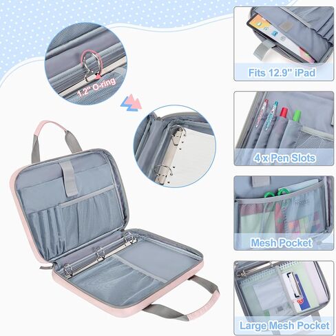 حافظة بسحاب مطورة من YARWO 2026 مع 3 أكياس لأقلام الرصاص، ومنظم ملفات صغير مع جيوب متعددة وأكمام مبطنة تناسب جهاز iPad مقاس 13 بوصة، وورق أوراق فضفاض، وبطاقة الاسم والقرطاسية للمدرسة، والمكتب، والعمل، وردي in Kuwait