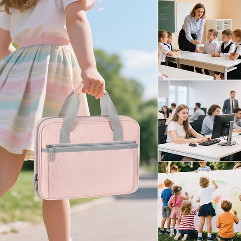 حافظة بسحاب مطورة من YARWO 2026 مع 3 أكياس لأقلام الرصاص، ومنظم ملفات صغير مع جيوب متعددة وأكمام مبطنة تناسب جهاز iPad مقاس 13 بوصة، وورق أوراق فضفاض، وبطاقة الاسم والقرطاسية للمدرسة، والمكتب، والعمل، وردي in Kuwait