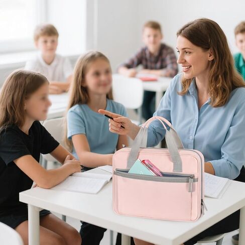 حافظة بسحاب مطورة من YARWO 2026 مع 3 أكياس لأقلام الرصاص، ومنظم ملفات صغير مع جيوب متعددة وأكمام مبطنة تناسب جهاز iPad مقاس 13 بوصة، وورق أوراق فضفاض، وبطاقة الاسم والقرطاسية للمدرسة، والمكتب، والعمل، وردي in Kuwait