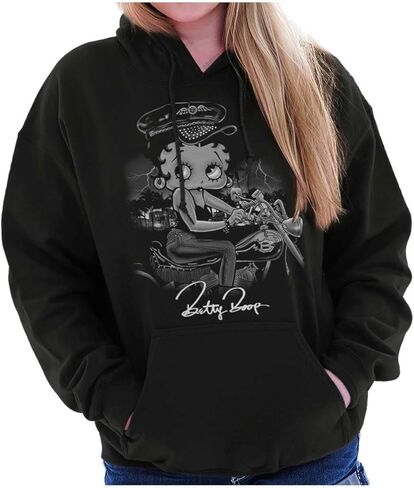 Brisco Brands Vintage Betty Boop Biker Chick Hoodie Sweatshirt Women in Saudi Arabia