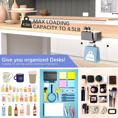 حامل أقلام مكتب 5 في 1 - مشبك على حامل سماعة الرأس أسفل المكتب - حامل سماعة رأس دوار قابل للفصل تخزين سطح المكتب in Kuwait