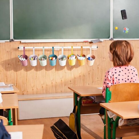 OBUSATT 8 PCS Boho Metal Pencil Holder with Pipes Back to School Hanging Iron Small Pails Colors Crayon Organizer First Day of School Boho Buckets Classroom Pencil Holder for Kids Crafts Party Favors in Saudi Arabia