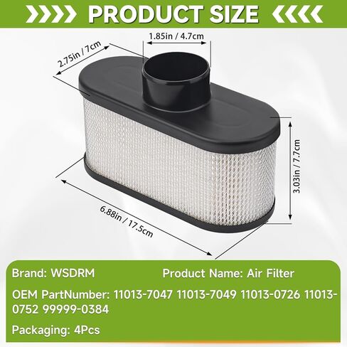 4 عبوات فلتر هواء 11013-0752 مع فلتر مسبق 11013-7046 لمحركات Kawasaki FR691V FR651V FR730V FS481V FS541V FS600V FS651V FS691V FS730V سلسلة 4 دورات. استبدال 11013-0726، 11013-7047 in Kuwait