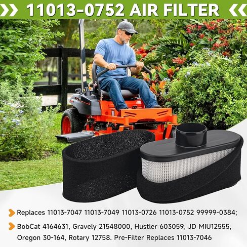 4 عبوات فلتر هواء 11013-0752 مع فلتر مسبق 11013-7046 لمحركات Kawasaki FR691V FR651V FR730V FS481V FS541V FS600V FS651V FS691V FS730V سلسلة 4 دورات. استبدال 11013-0726، 11013-7047 in Kuwait