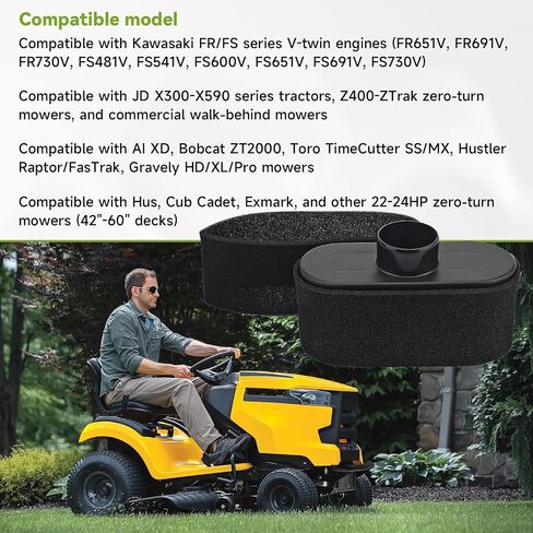 4 عبوات فلتر هواء 11013-0752 مع فلتر مسبق 11013-7046 لمحركات Kawasaki FR691V FR651V FR730V FS481V FS541V FS600V FS651V FS691V FS730V سلسلة 4 دورات. استبدال 11013-0726، 11013-7047 in Kuwait