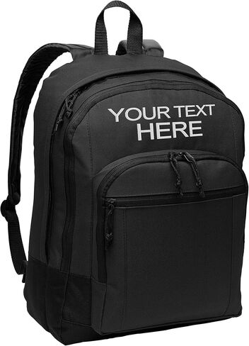 حقائب ظهر جامعية أساسية كلاسيكية باللون الأسود مخصصة - أضف اسمك المطرز in Kuwait