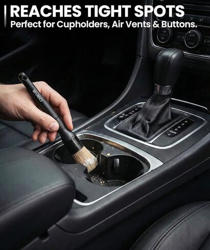 مجموعة فرش تفصيل السيارة من EVEO - (3 عبوات) طقم تفصيل السيارة من الداخل، طقم تفصيل السيارة من الداخل فرش تفصيل السيارة - فرشاة تنظيف السيارة، فرش تفصيل السيارة، أدوات تفصيل السيارة | شعر الخنزير الناعم in Kuwait