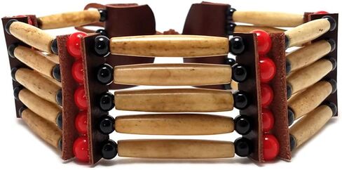 اليدوية التقليدية 5 صف Antiqued الجاموس العظام Hairpipe الخرز القبلية المختنق قلادة in Kuwait