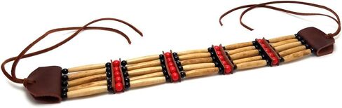 اليدوية التقليدية 5 صف Antiqued الجاموس العظام Hairpipe الخرز القبلية المختنق قلادة in Kuwait