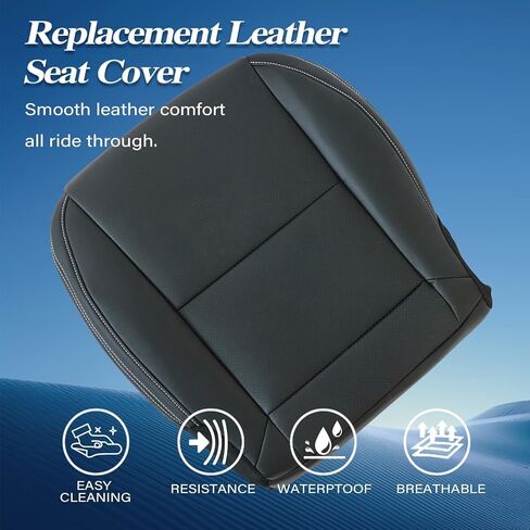 GXARTS Driver & Passenger Side Bottom & Top Lean Back Seat Covers & Headrest Cover Black Perforated Leather White Line Replacement Compatible with Chevrolet Camaro 2010 2011 2012 2013 2014 2015 in Saudi Arabia