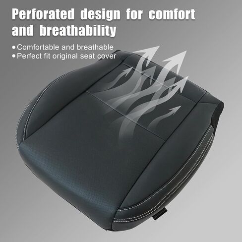 GXARTS Driver & Passenger Side Bottom & Top Lean Back Seat Covers & Headrest Cover Black Perforated Leather White Line Replacement Compatible with Chevrolet Camaro 2010 2011 2012 2013 2014 2015 in Saudi Arabia