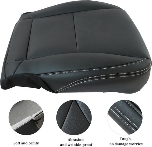 GXARTS Driver & Passenger Side Bottom & Top Lean Back Seat Covers & Headrest Cover Black Perforated Leather White Line Replacement Compatible with Chevrolet Camaro 2010 2011 2012 2013 2014 2015 in Saudi Arabia