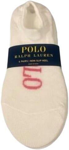 جوارب POLO RALPH LAUREN للسيدات، 6 قطع، أبيض، 9-11 (يناسب مقاس الحذاء 4-10 1/2) in Saudi Arabia