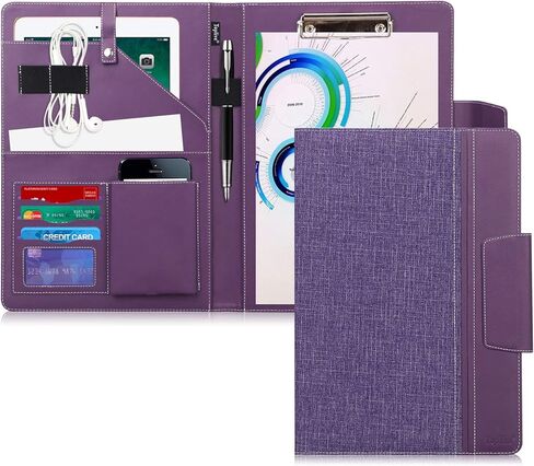 Toplive Portfolio 3 Ring Binder, Business PU Leather Padfolio Organizer Case, Executive Portfolio Folder for Interview Resume Conference 12.8" x 9.5", Black in Saudi Arabia