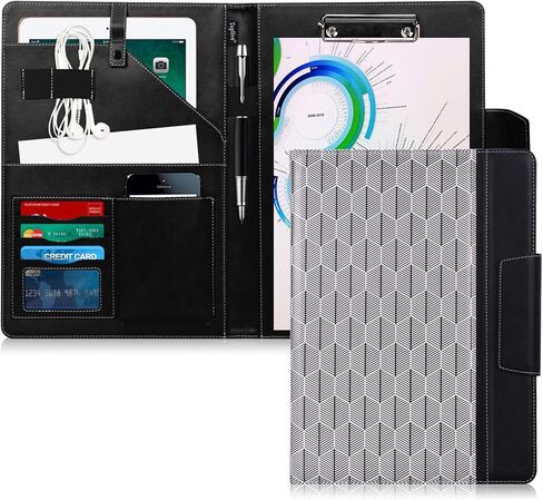 Toplive Portfolio 3 Ring Binder, Business PU Leather Padfolio Organizer Case, Executive Portfolio Folder for Interview Resume Conference 12.8" x 9.5", Black in Saudi Arabia